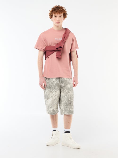 Camiseta de cuello redondo con bordado contrastante - Kiabi