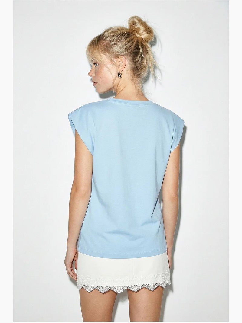 Camiseta de cuello redondo con cut-out lucci Azul cielo - Kiabi