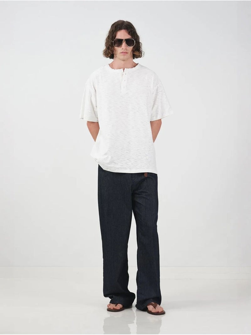 Camiseta de cuello redondo con detalle de botones giesto Blanco - Kiabi