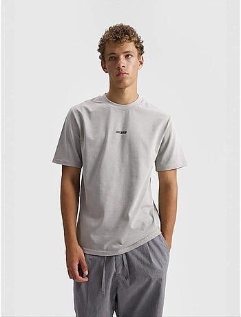 Camiseta de cuello redondo con estampado de logotipo de corte relajado de giesto
