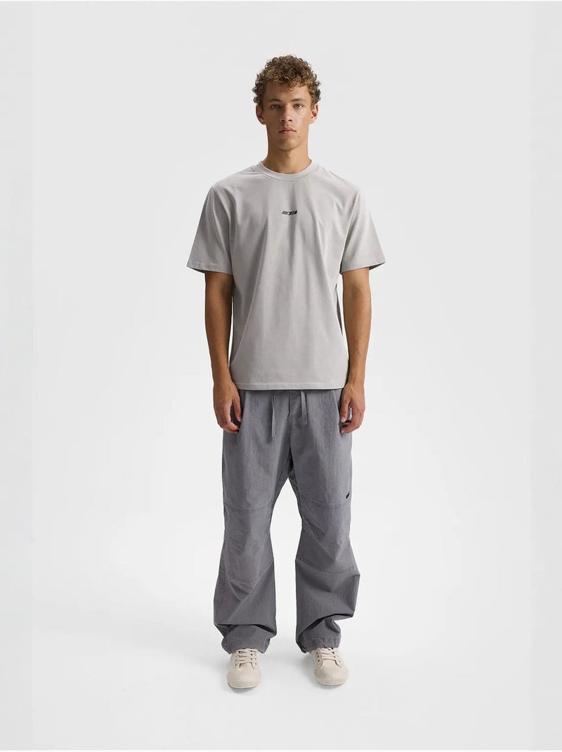 Camiseta de cuello redondo con estampado de logotipo de corte relajado de giesto Gris claro - Kiabi