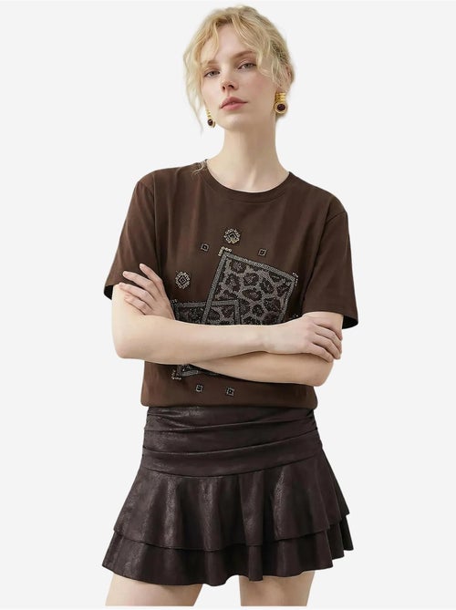 Camiseta de cuello redondo con estampado geométrico de lentejuelas lucci - Kiabi