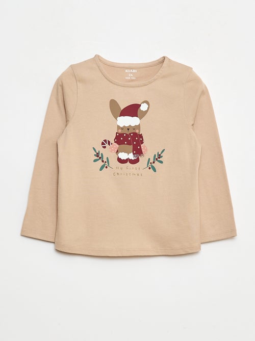 Camiseta de cuello redondo con estampado 'Navidad' - Kiabi