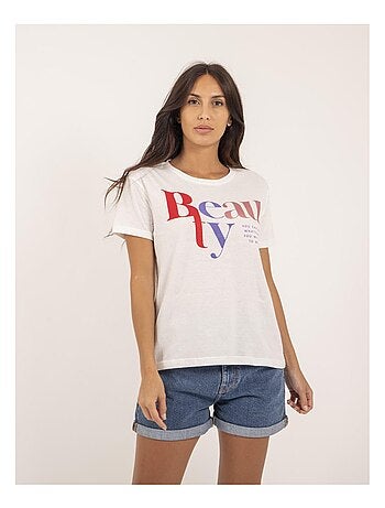 Camiseta de cuello redondo con mensaje FIGUIER