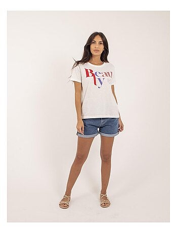 Camiseta de cuello redondo con mensaje FIGUIER
