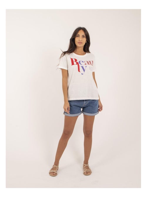 Camiseta de cuello redondo con mensaje FIGUIER - Kiabi