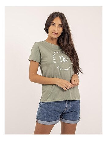 Camiseta de cuello redondo con mensaje FUSAIN
