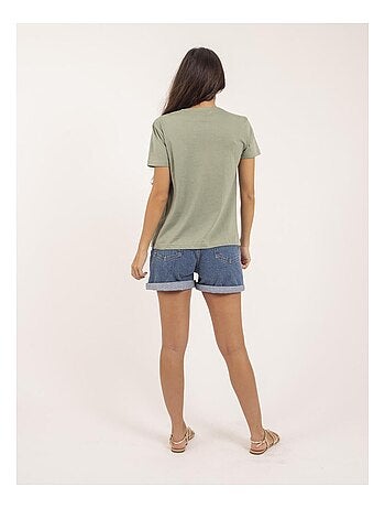 Camiseta de cuello redondo con mensaje FUSAIN