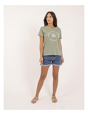 Camiseta de cuello redondo con mensaje FUSAIN