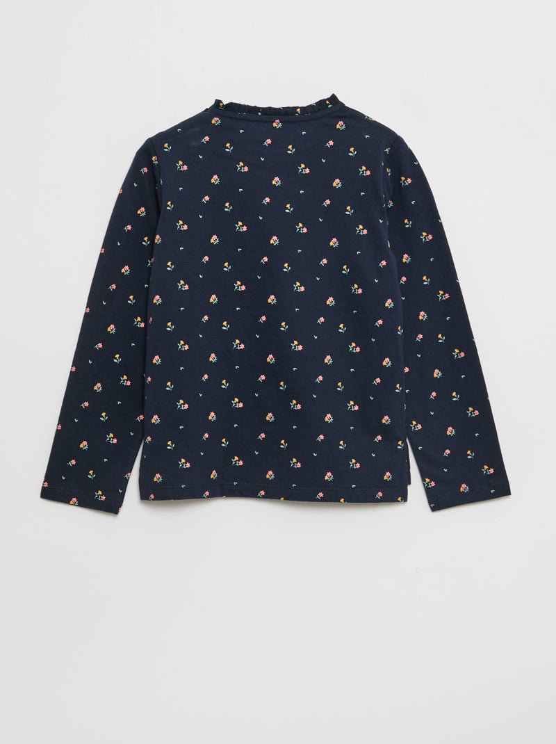 Camiseta de cuello redondo con volantes - colección fácil de poner Azul - Kiabi