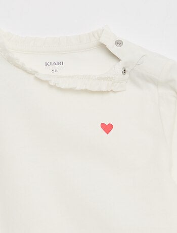 Camiseta de cuello redondo con volantes - colección fácil de poner