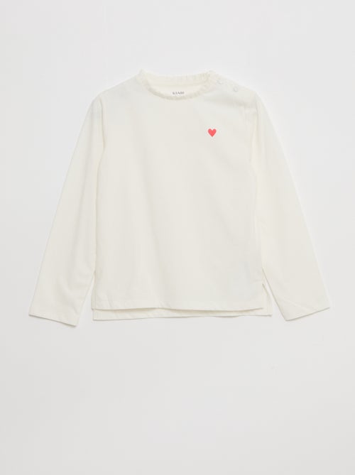 Camiseta de cuello redondo con volantes - colección fácil de poner - Kiabi