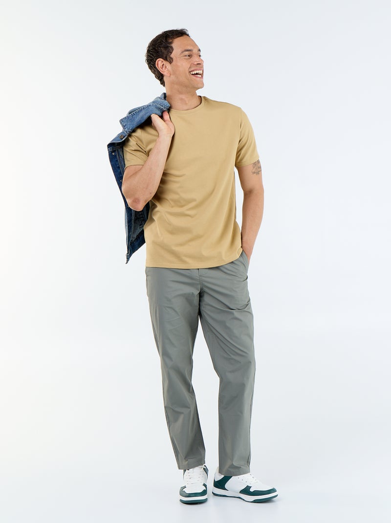 Camiseta de cuello redondo de algodón - Tough Cotton™ Beige - Kiabi