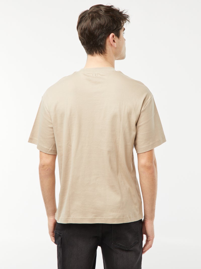 Camiseta de cuello redondo de algodón MARRON - Kiabi