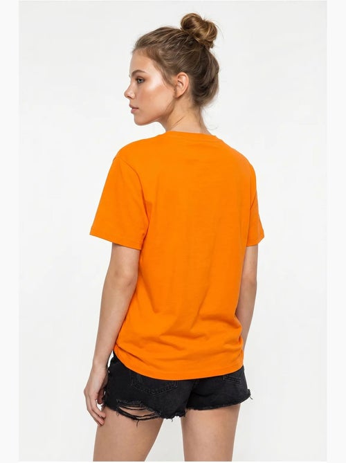 Camiseta de cuello redondo de algodón peinado oversize con bordado lucci - Kiabi