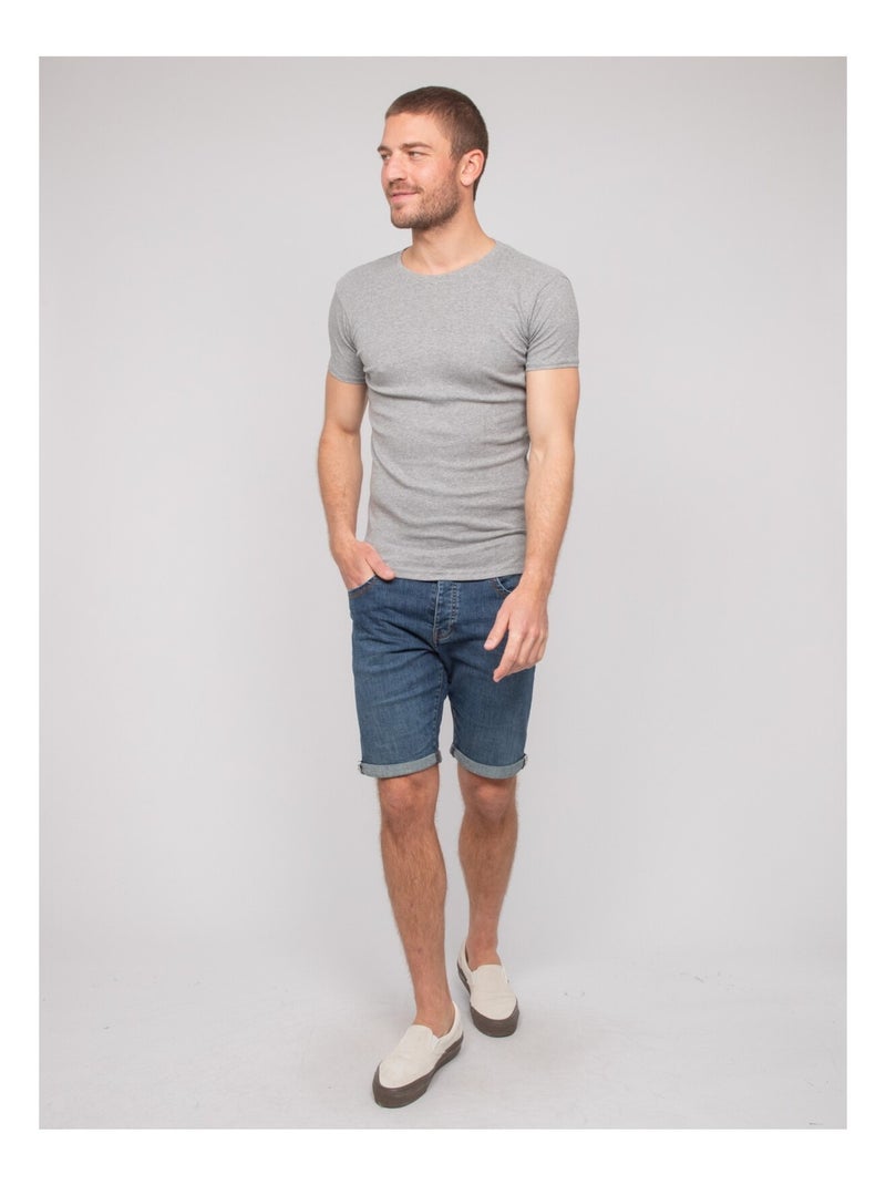 Camiseta de cuello redondo de algodón WARLOF Gris - Kiabi