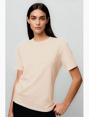 Camiseta de cuello redondo de algodón y elastano para mujer tommy