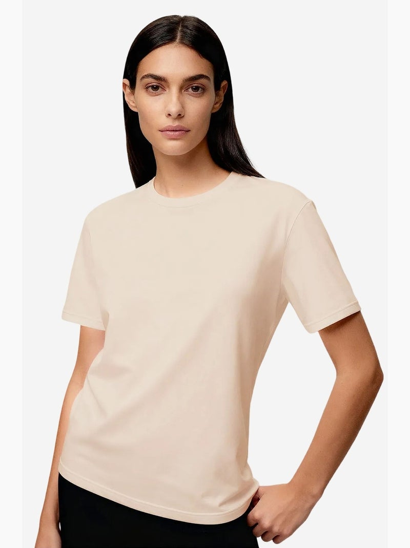 Camiseta de cuello redondo de algodón y elastano para mujer tommy Blanco - Kiabi