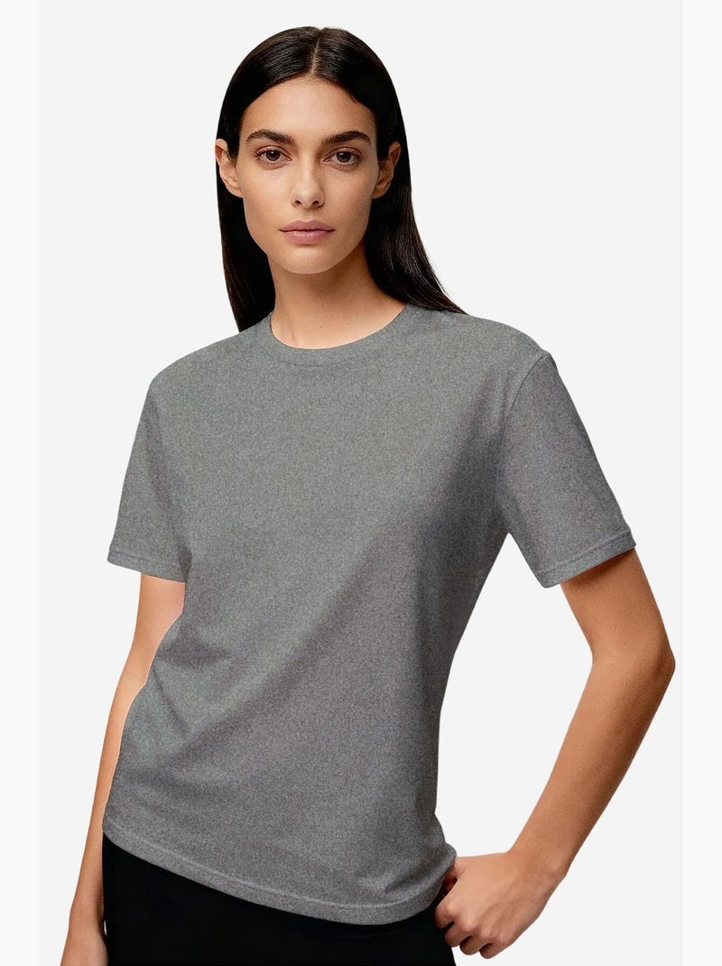 Camiseta de cuello redondo de algodón y elastano para mujer tommy Blanco - Kiabi