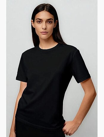 Camiseta de cuello redondo de algodón y elastano para mujer tommy