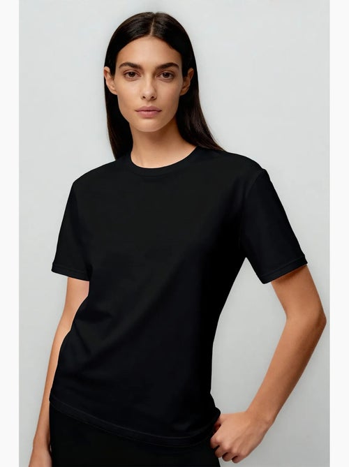 Camiseta de cuello redondo de algodón y elastano para mujer tommy - Kiabi Camiseta de cuello redondo de algodón y elastano para mujer tommy - Kiabi