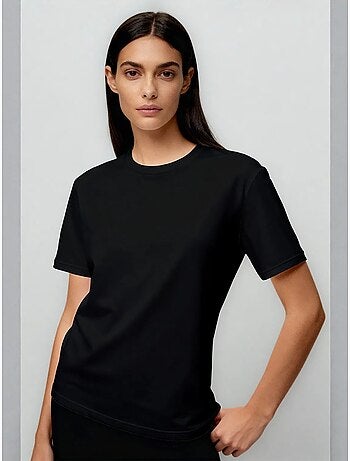 Camiseta de cuello redondo de algodón y elastano para mujer tommy
