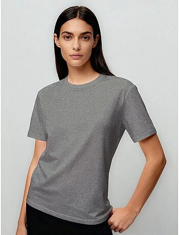 Camiseta de cuello redondo de algodón y elastano para mujer tommy