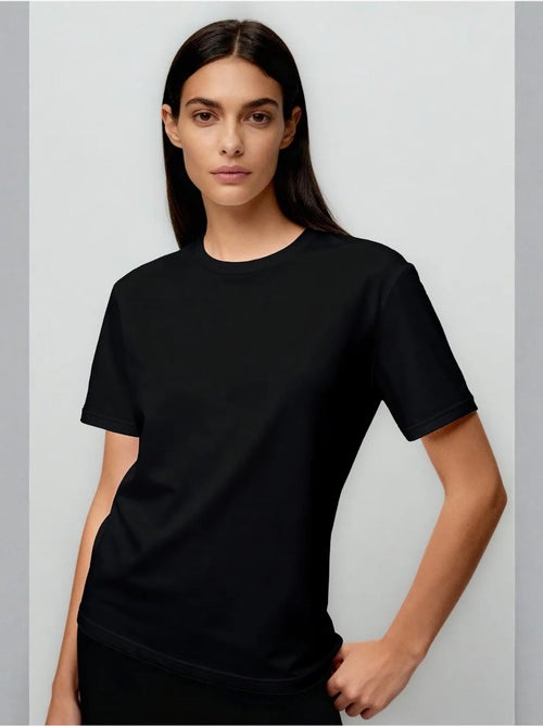 Camiseta de cuello redondo de algodón y elastano para mujer tommy - Kiabi