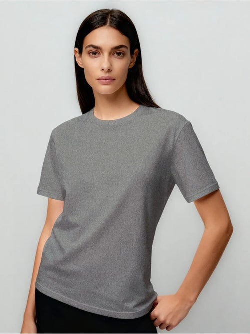 Camiseta de cuello redondo de algodón y elastano para mujer tommy - Kiabi