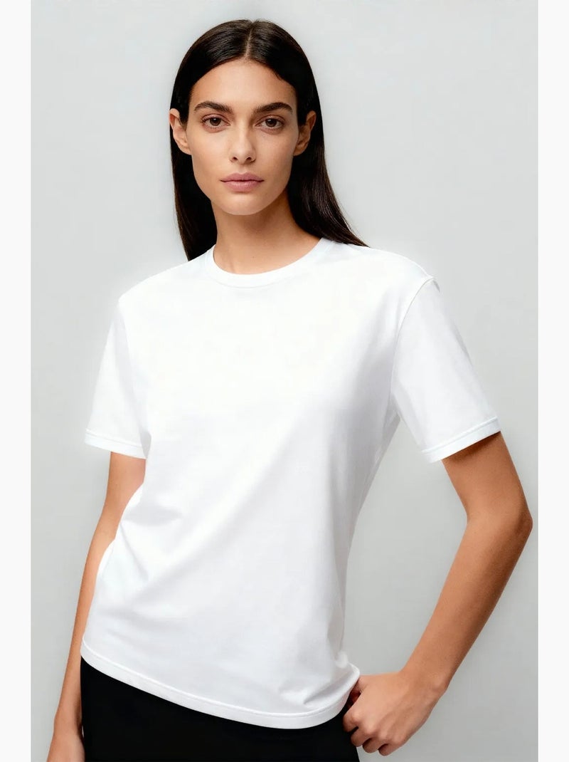 Camiseta de cuello redondo de algodón y elastano para mujer tommy Negro - Kiabi