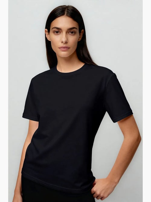 Camiseta de cuello redondo de algodón y elastano para mujer tommy - Kiabi Camiseta de cuello redondo de algodón y elastano para mujer tommy - Kiabi