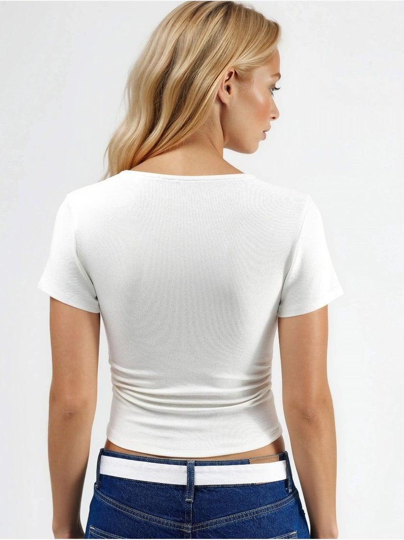 Camiseta de cuello redondo de corte entallado hiccup Blanco - Kiabi