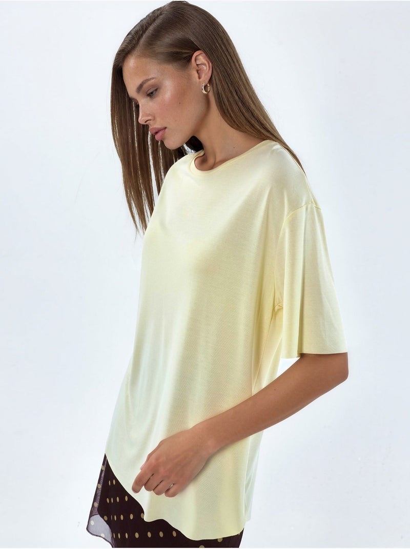 Camiseta de cuello redondo de corte holgado busem Crema - Kiabi
