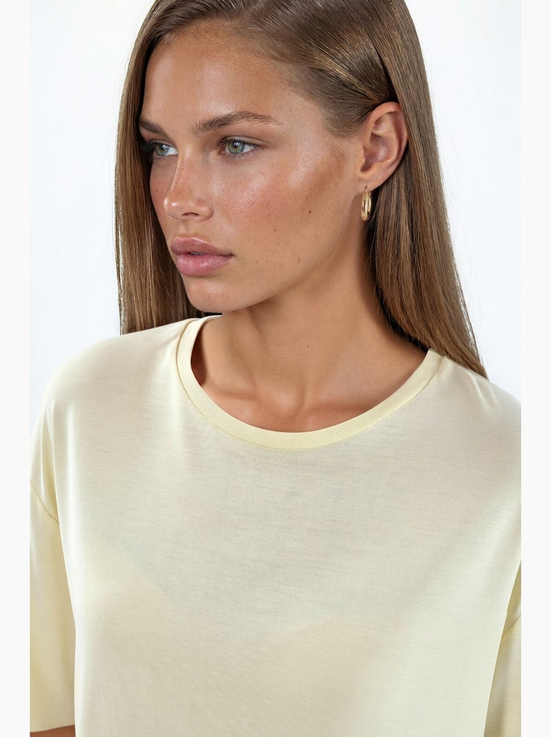 Camiseta de cuello redondo de corte holgado busem Crema - Kiabi