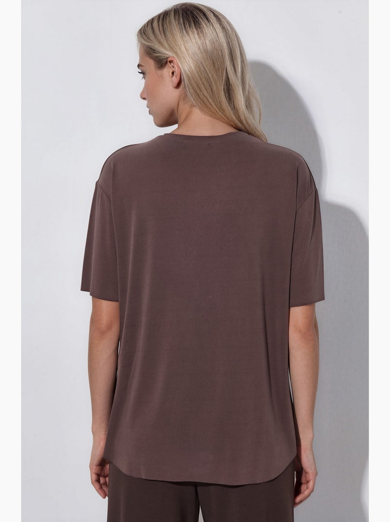 Camiseta de cuello redondo de corte holgado busem Marrón chocolate - Kiabi