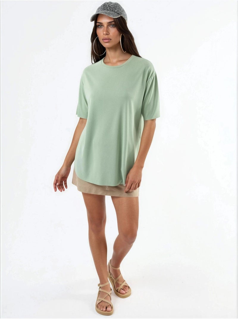 Camiseta de cuello redondo de corte holgado busem Verde pastel - Kiabi