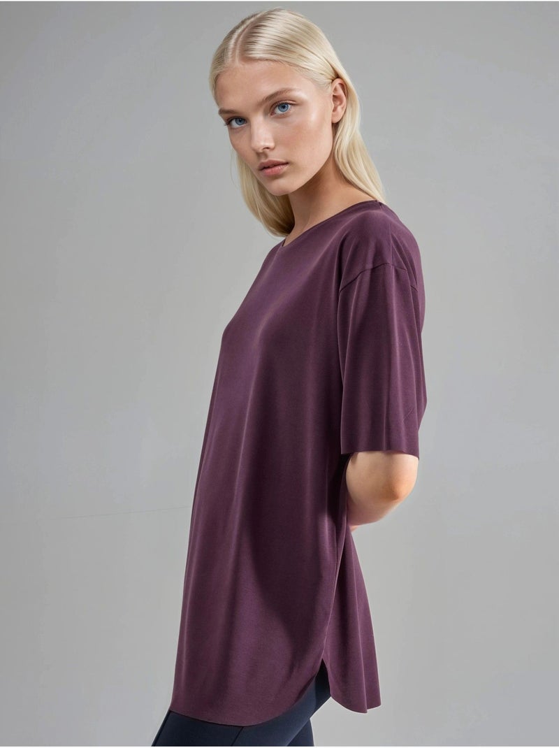 Camiseta de cuello redondo de corte holgado busem Violeta ciruela - Kiabi