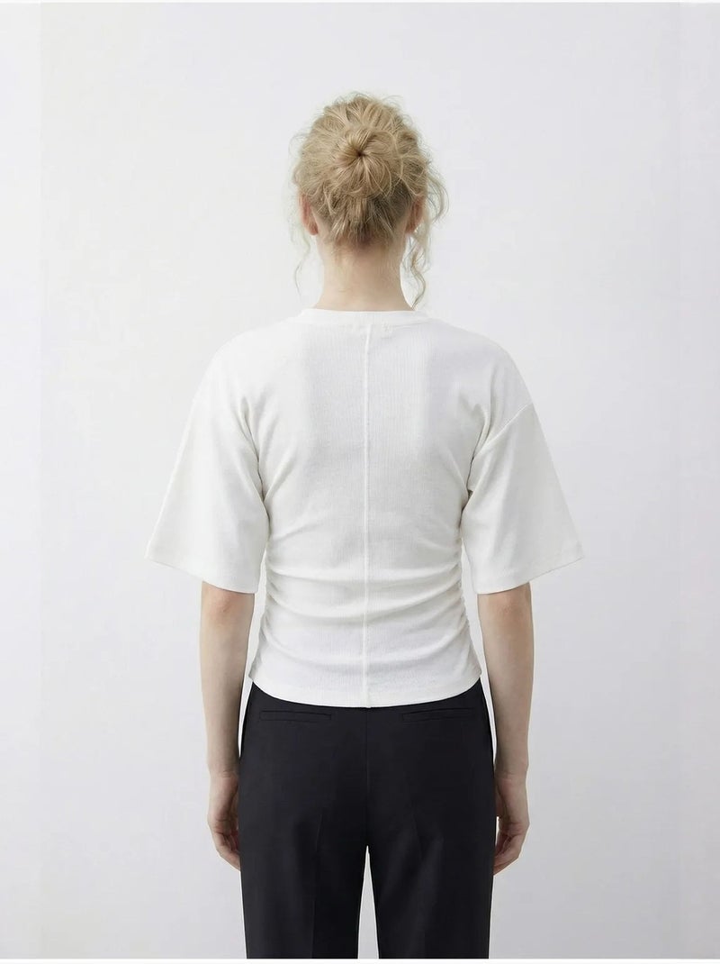 Camiseta de cuello redondo de corte regular lucci Marfil - Kiabi