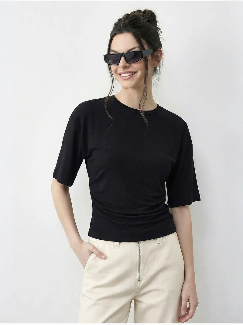 Camiseta de cuello redondo de corte regular lucci Negro - Kiabi
