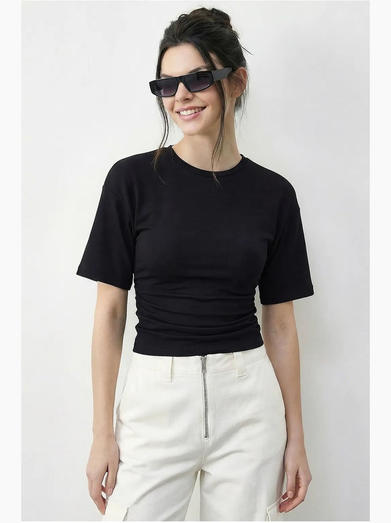 Camiseta de cuello redondo de corte regular lucci Negro - Kiabi