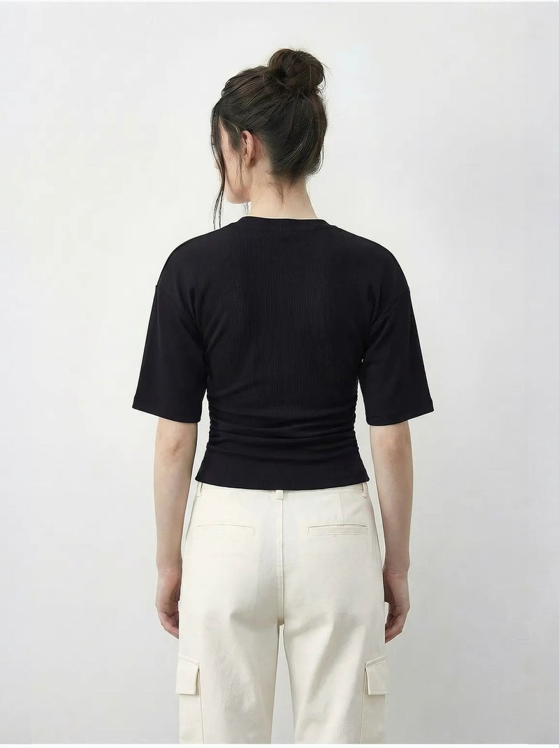 Camiseta de cuello redondo de corte regular lucci Negro - Kiabi