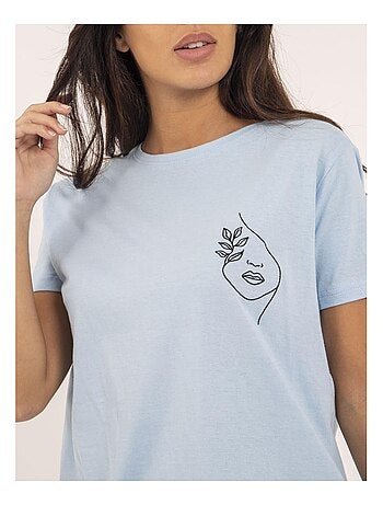 Camiseta de cuello redondo de puro algodón FABIANA