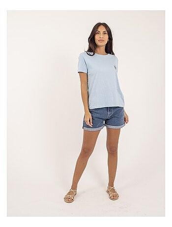 Camiseta de cuello redondo de puro algodón FABIANA