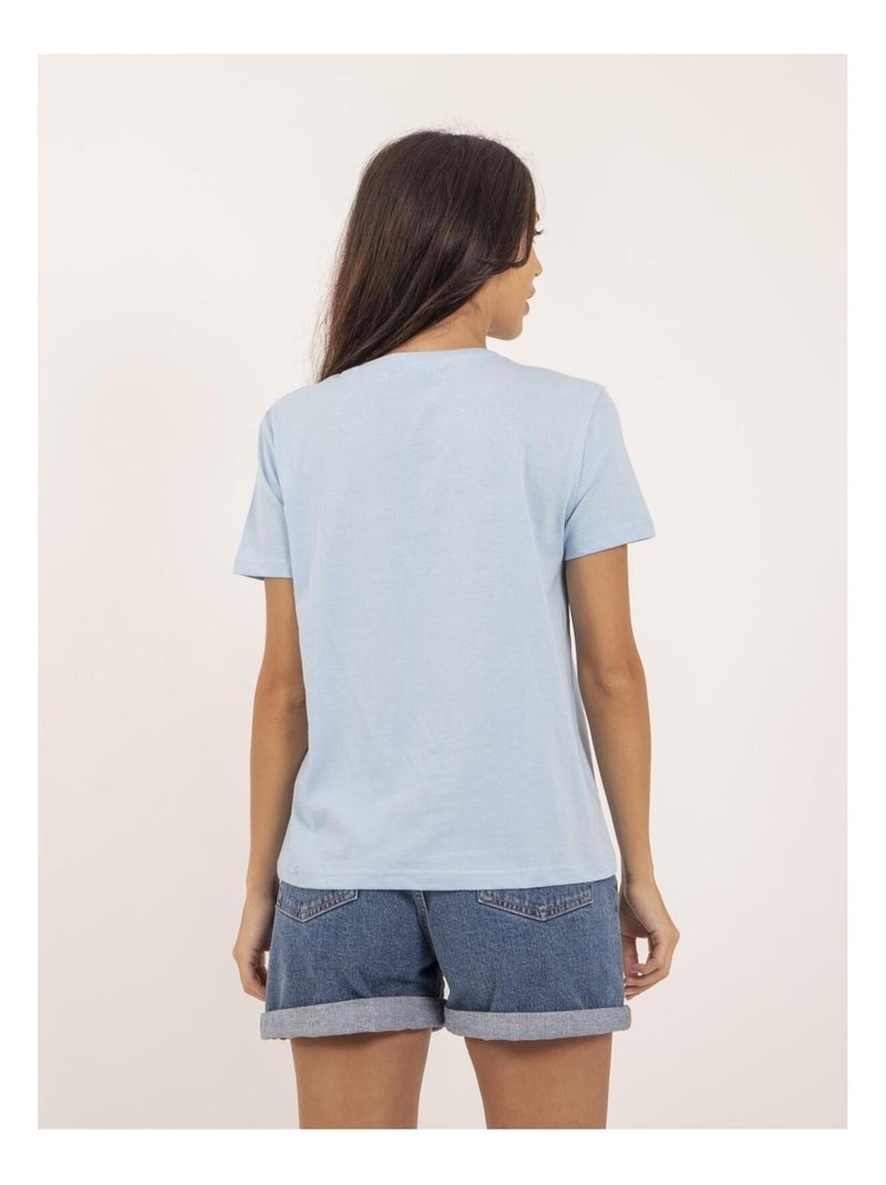 Camiseta de cuello redondo de puro algodón FABIANA Azul claro - Kiabi
