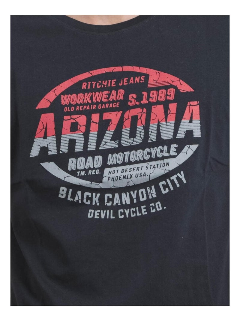Camiseta de cuello redondo de puro algodón JACRAIG Azul marino - Kiabi