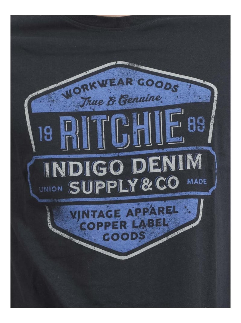 Camiseta de cuello redondo de puro algodón JAGNY Azul marino - Kiabi