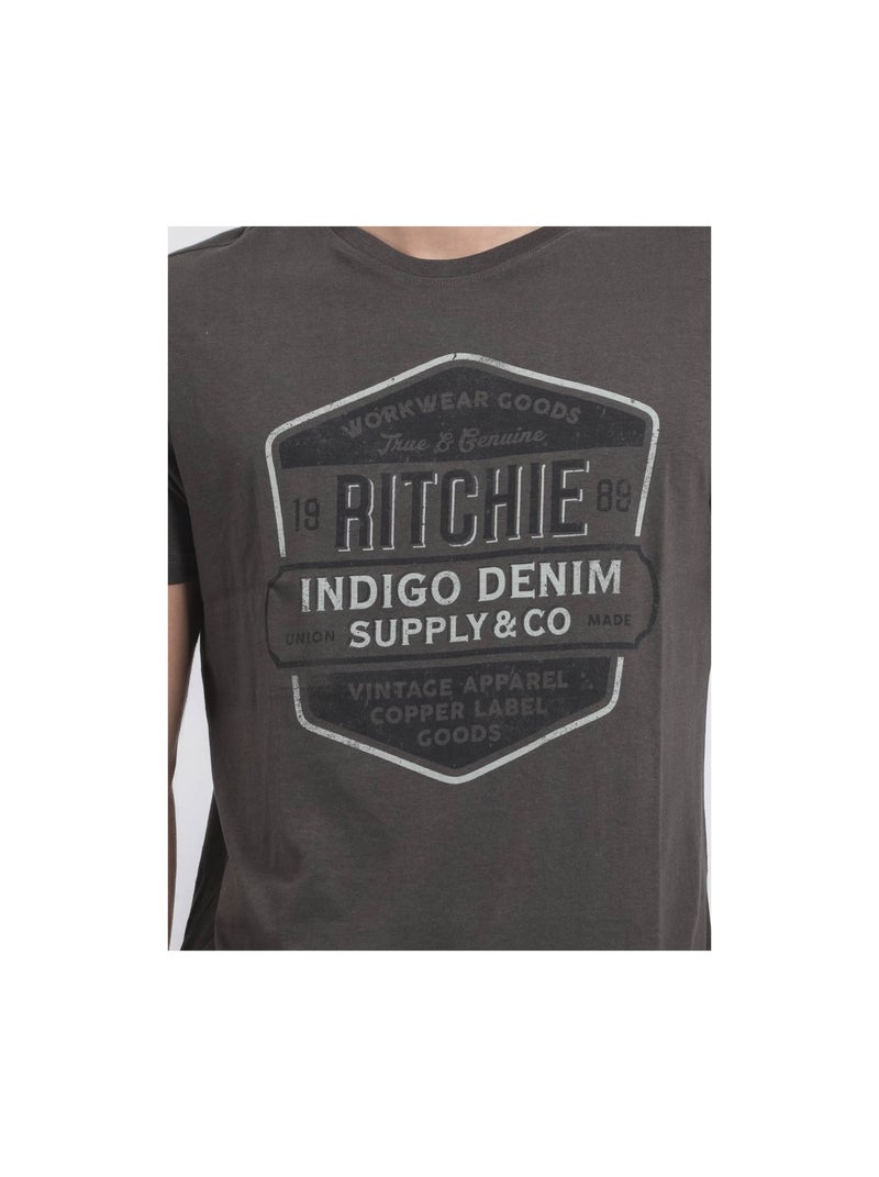 Camiseta de cuello redondo de puro algodón JAGNY Gris - Kiabi