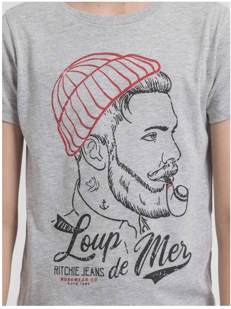 Camiseta de cuello redondo de puro algodón JOUANCY-J Gris claro - Kiabi