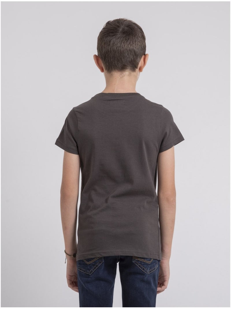 Camiseta de cuello redondo de puro algodón JOUANCY-J Gris oscuro - Kiabi