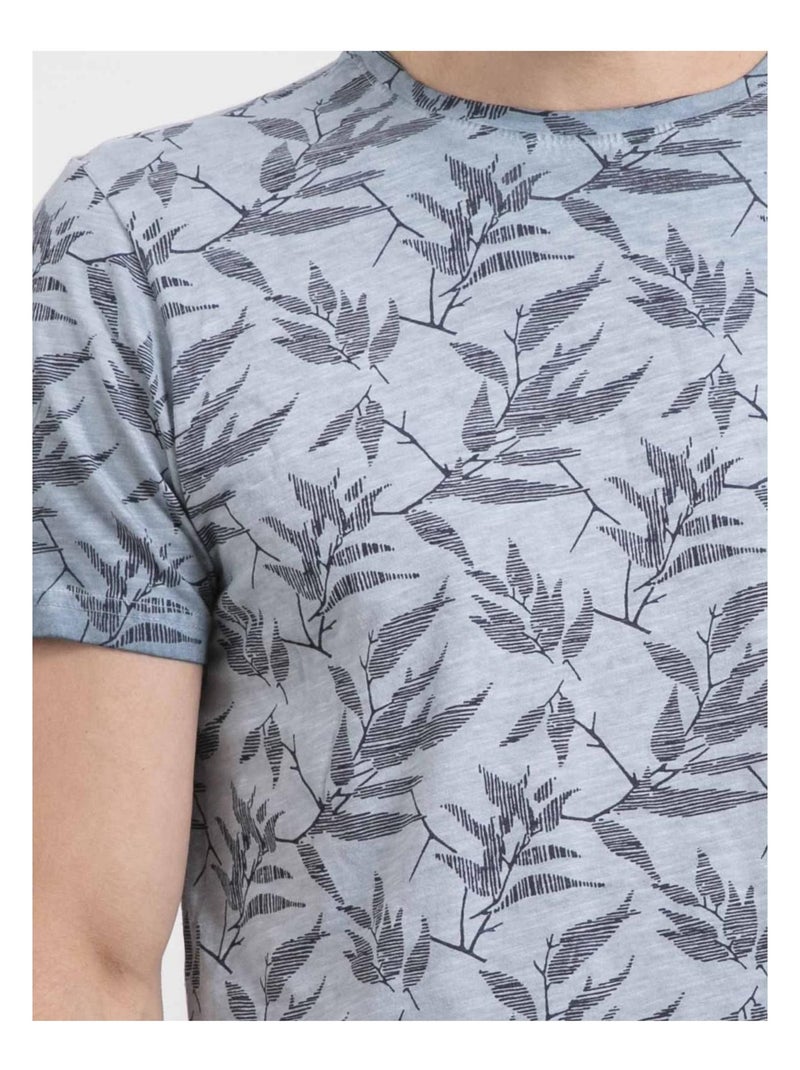 Camiseta de cuello redondo de puro algodón NAOKI Azul - Kiabi